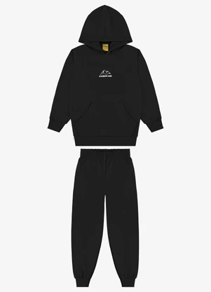 Rovi Kids - Conjunto Blusão de Capuz e Calça Moletom Preto - ROVI KIDS