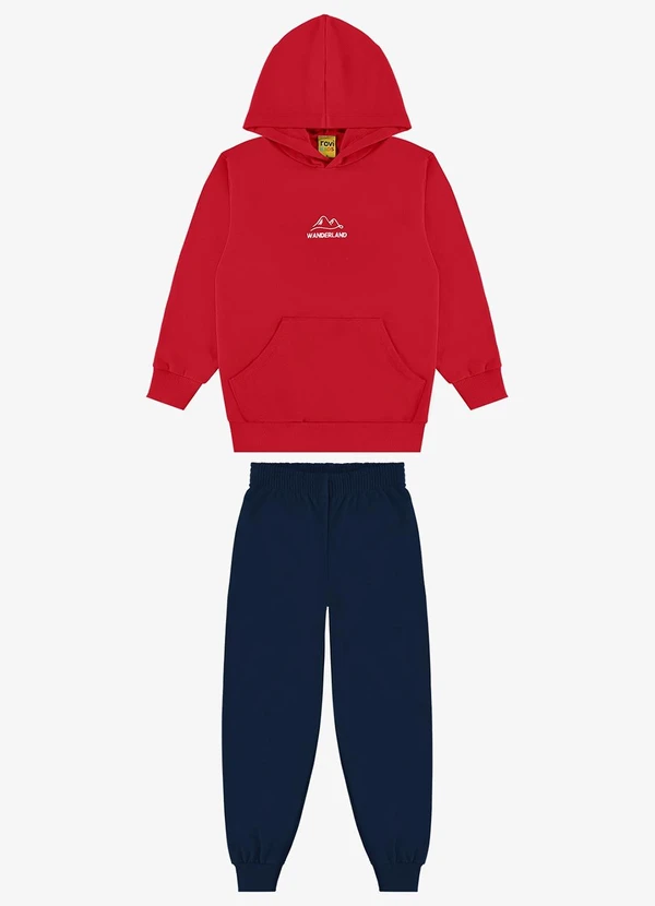 Rovi Kids - Conjunto Blusão de Capuz e Calça Vermelho