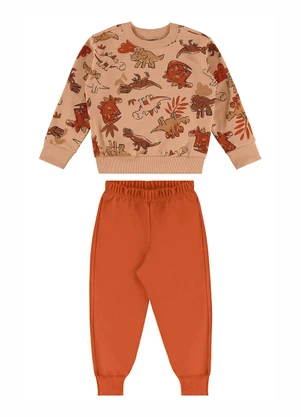 Bee Loop - Conjunto Blusão Dinos e Calça Marrom - BEE LOOP