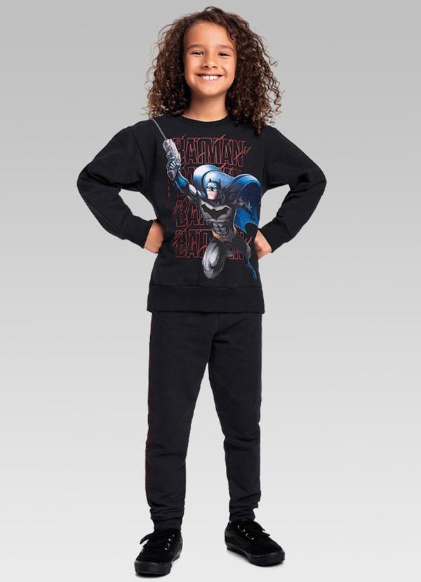 Batman - Conjunto Blusão e Calça Batman Warner Preto