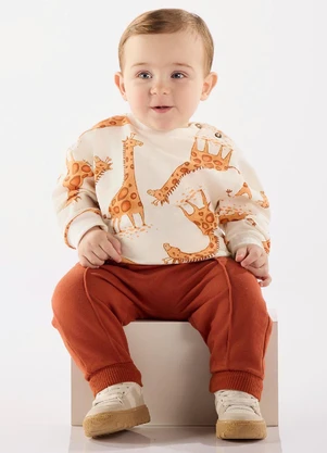 Up Baby - Conjunto Blusão e Calça Bebê Bege - UP BABY