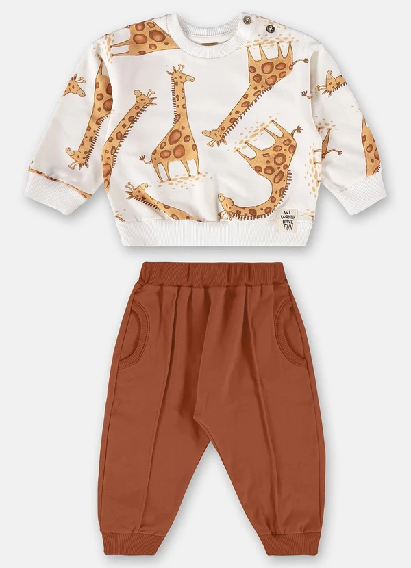 Up Baby - Conjunto Blusão e Calça Bebê Bege 2