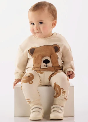 Up Baby - Conjunto Blusão e Calça Bebê Bege - UP BABY