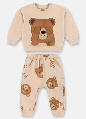 Up Baby - Conjunto Blusão e Calça Bebê Bege - UP BABY