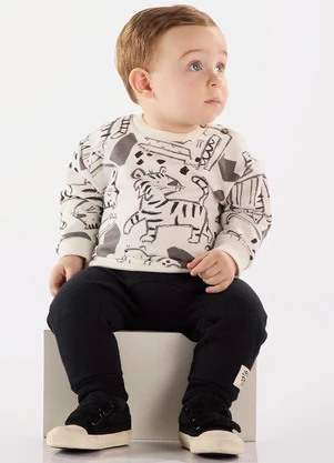 Up Baby - Conjunto Blusão e Calça Bebê Branco - UP BABY