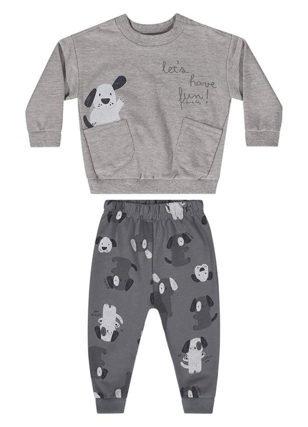 Quimby - Conjunto Blusão e Calça Bebê Cinza
