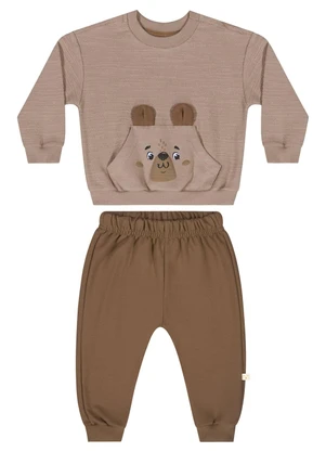 Conjunto Blusão e Calça Bebê Marrom Quimby