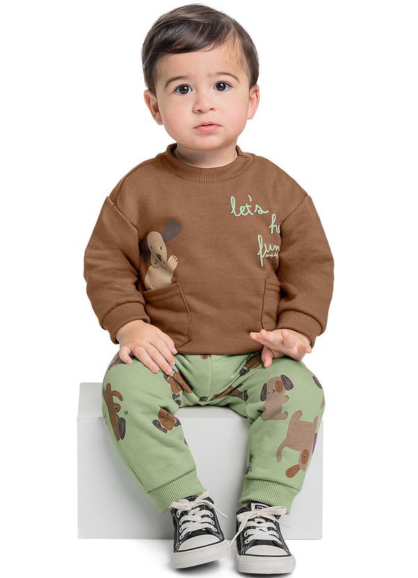 Quimby - Conjunto Blusão e Calça Bebê Marrom