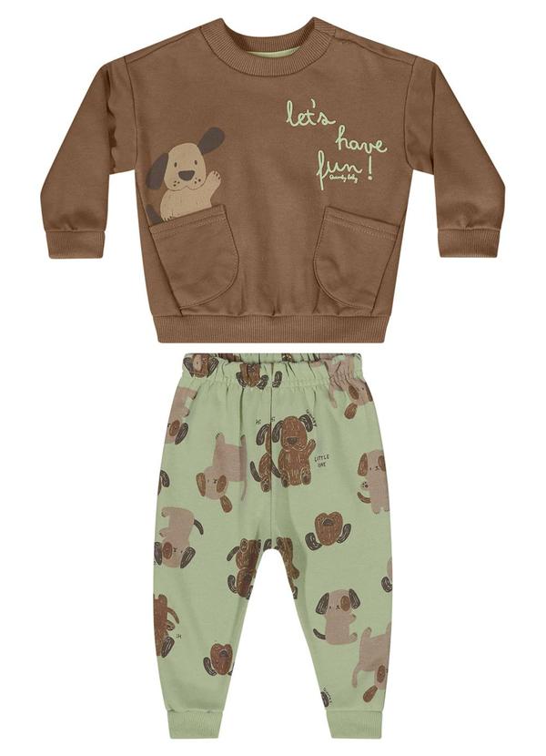 Quimby - Conjunto Blusão e Calça Bebê Marrom 2