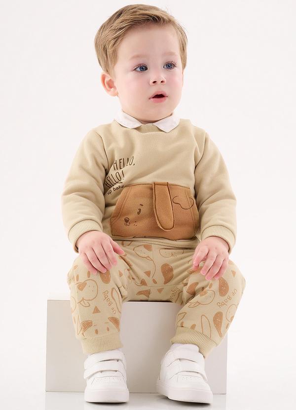 Up Baby - Conjunto Blusão e Calça Bebê Menino Bege