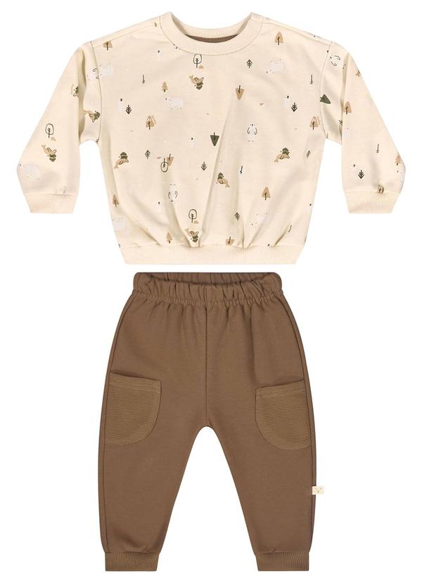 Quimby - Conjunto Blusão e Calça Bebê Menino Bege