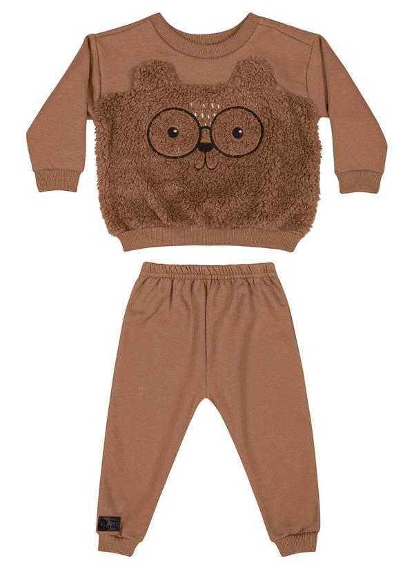 Quimby - Conjunto Blusão e Calça Bebê Menino Marrom