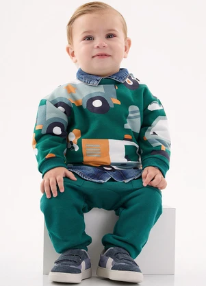 Up Baby - Conjunto Blusão e Calça Bebê Menino Verde - UP BABY