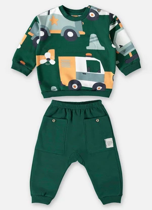 Up Baby - Conjunto Blusão e Calça Bebê Menino Verde - UP BABY
