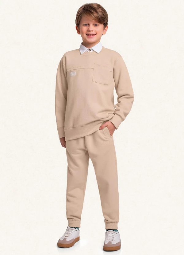 Fakini Kids - Conjunto Blusão e Calça Bege