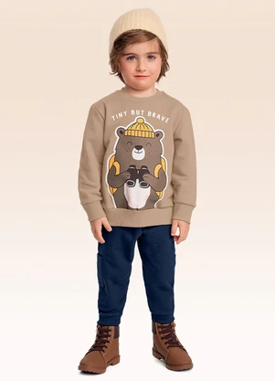 Fakini Kids - Conjunto Blusão e Calça Bege - FAKINI KIDS