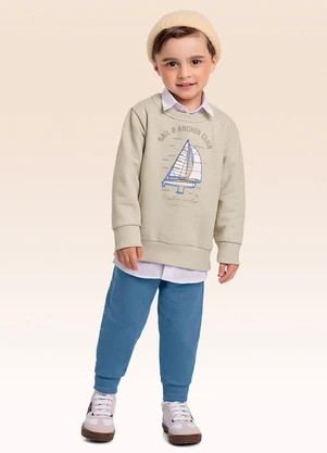 Fakini Kids - Conjunto Blusão e Calça Bege - FAKINI KIDS