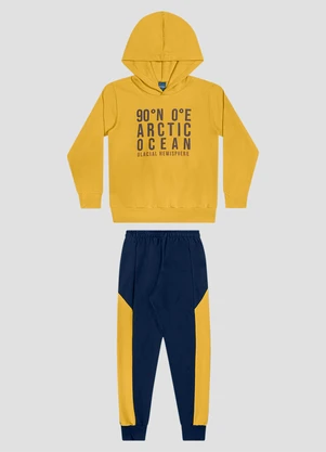 Reirex - Conjunto Blusão e Calça Bicolor Amarelo - REIREX