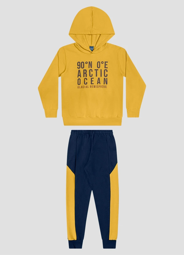 Reirex - Conjunto Blusão e Calça Bicolor Amarelo