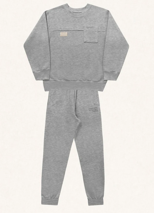 Fakini Kids - Conjunto Blusão e Calça Cinza