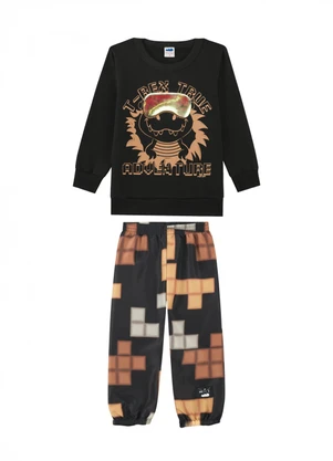 Marlan - Conjunto Blusão e Calça Color Tetris Preto - MARLAN