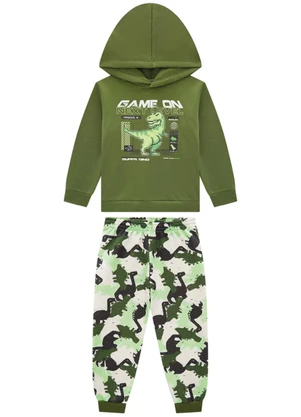 Marlan - Conjunto Blusão e Calça Dino Camuflado Verde - MARLAN