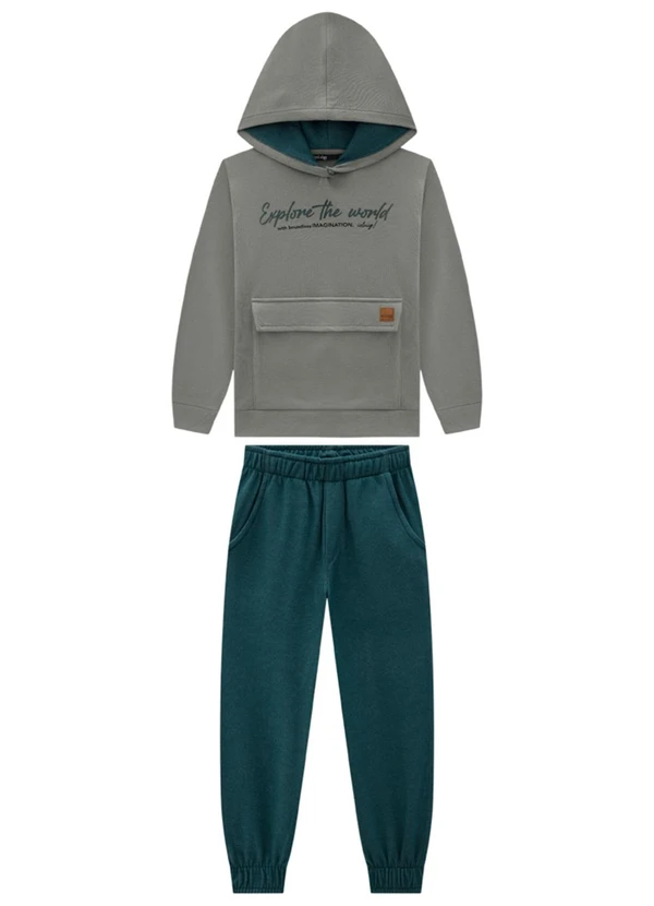 Ioluig - Conjunto Blusão e Calça em Alfaiataria Cinza