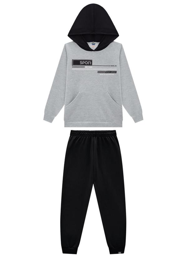 Marlan - Conjunto Blusão e Calça em Malha Sport Cinza