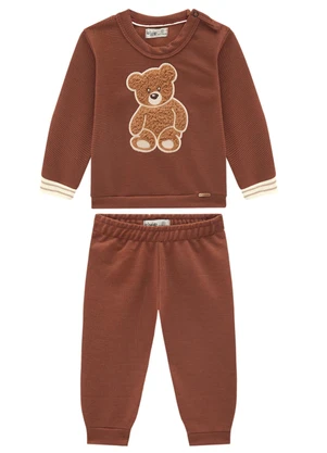 Ioluig - Conjunto Blusão e Calça em Malha Tricot Marrom - IOLUIG