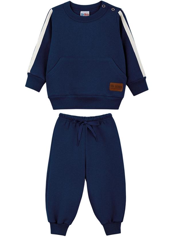 Lik Kids - Conjunto Blusão e Calça em Moletom 2 Cabos Azul