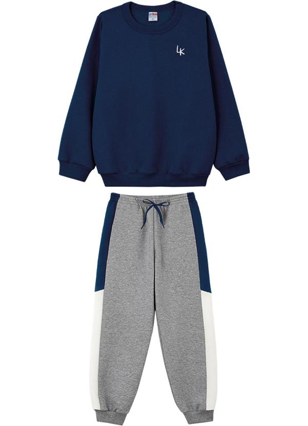 Lik Kids - Conjunto Blusão e Calça em Moletom 2 Cabos Azul