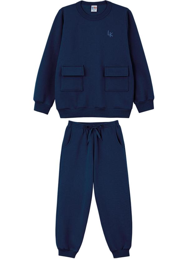 Lik Kids - Conjunto Blusão e Calça em Moletom 2 Cabos Azul