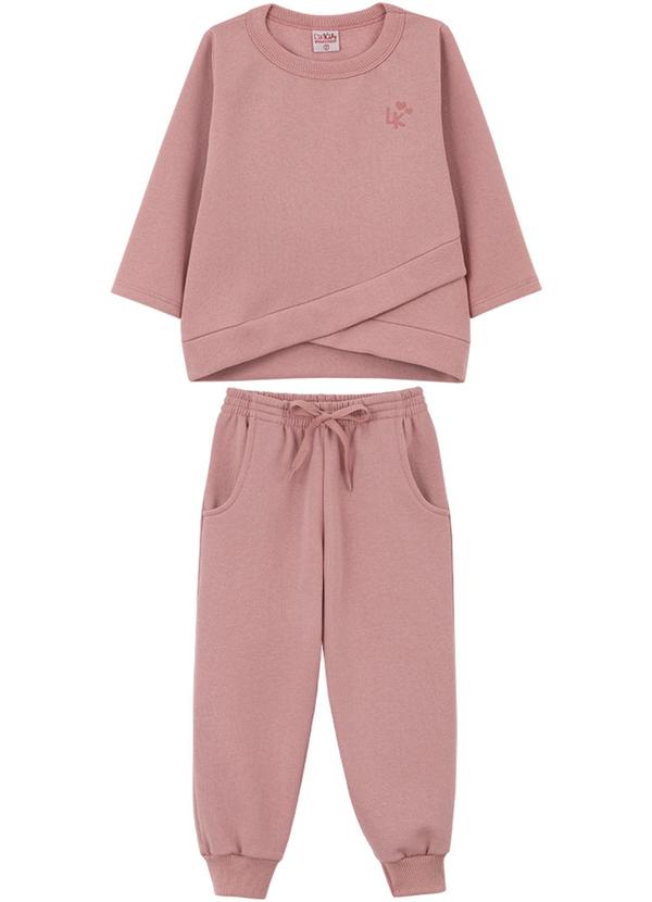 Lik Kids - Conjunto Blusão e Calça em Moletom 2 Cabos Rosa