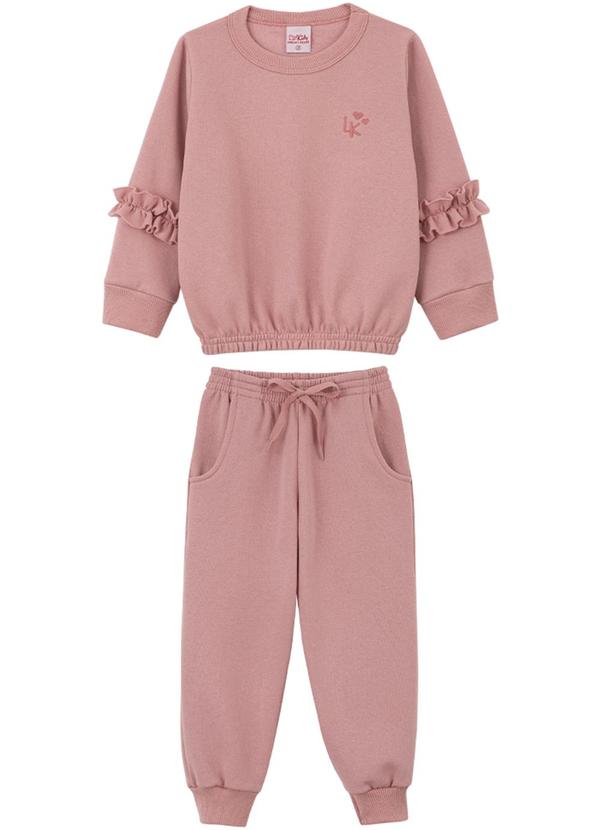 Lik Kids - Conjunto Blusão e Calça em Moletom 2 Cabos Rosa
