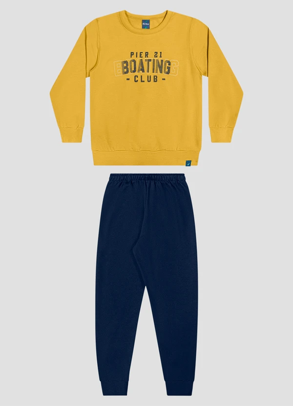 Reirex - Conjunto Blusão e Calça em Moletom Amarelo