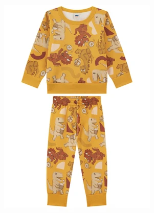 Marlan - Conjunto Blusão e Calça em Moletom Amarelo - MARLAN