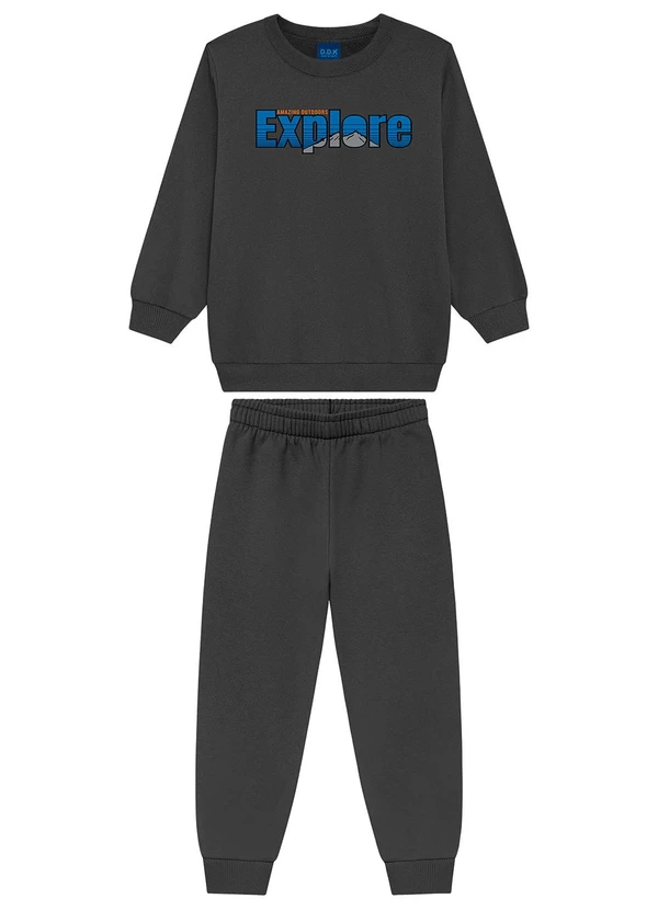 Ddk - Conjunto Blusão e Calça em Moletom Cinza 2