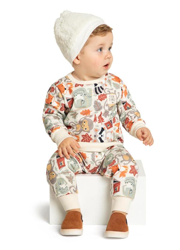 Marlan - Conjunto Blusão e Calça em Moletom Friends Bege