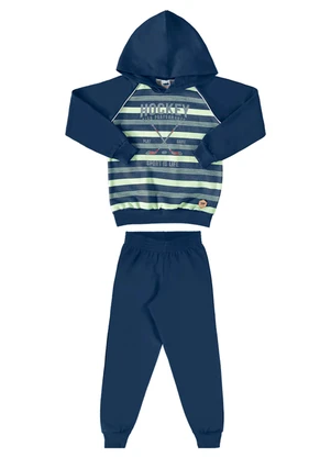 Marlan - Conjunto Blusão e Calça em Moletom Hockey Azul - MARLAN