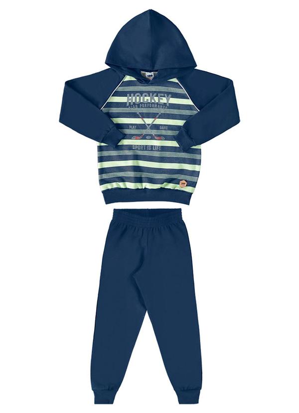 Marlan - Conjunto Blusão e Calça em Moletom Hockey Azul
