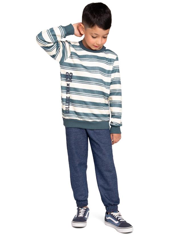 Marlan - Conjunto Blusão e Calça em Moletom Jeans Azul