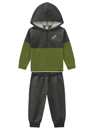 Marlan - Conjunto Blusão e Calça em Moletom Jeans Preto - MARLAN