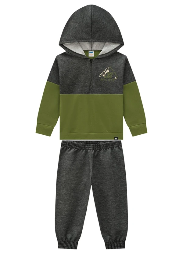 Marlan - Conjunto Blusão e Calça em Moletom Jeans Preto