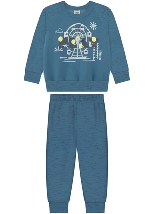 Marlan - Conjunto Blusão e Calça em Moletom Jet Azul - MARLAN