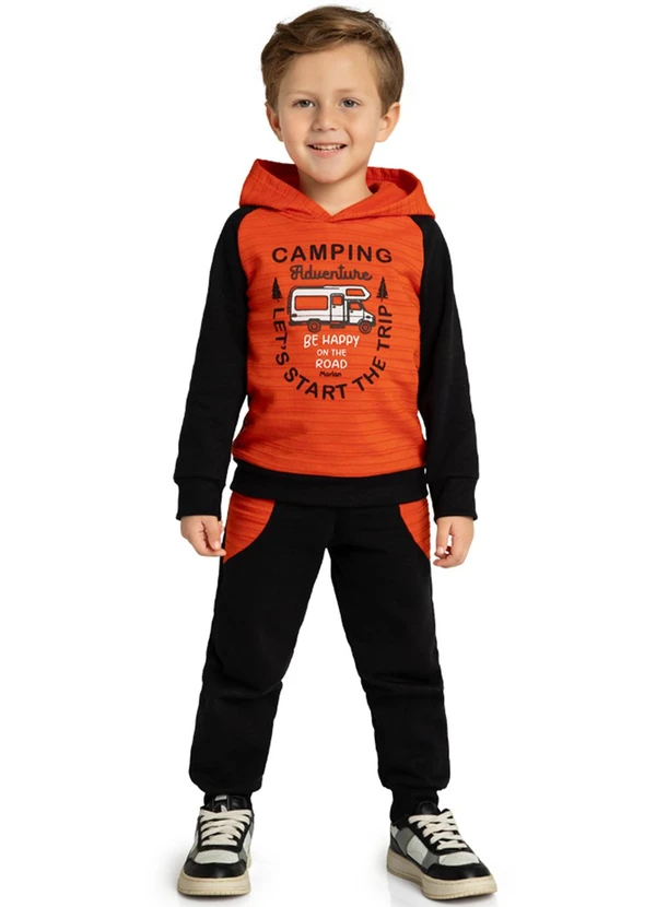 Marlan - Conjunto Blusão e Calça em Moletom Laranja