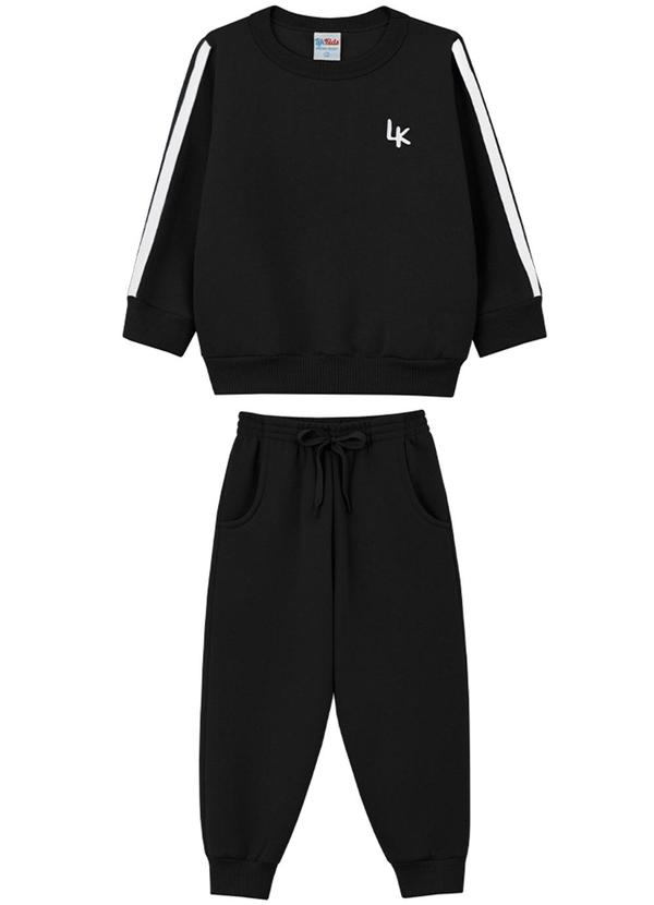 Lik Kids - Conjunto Blusão e Calça em Moletom Preto