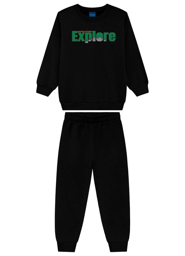 Ddk - Conjunto Blusão e Calça em Moletom Preto