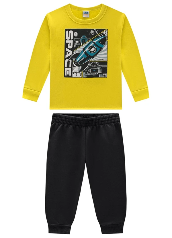 Marlan - Conjunto Blusão e Calça em Moletom Amarelo