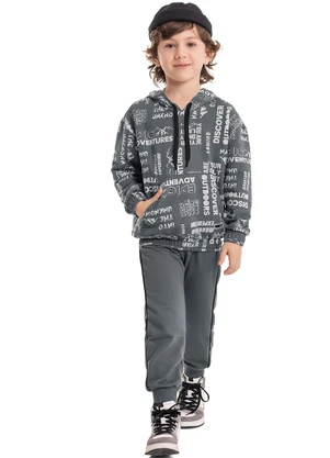 Quimby - Conjunto Blusão e Calça Infantil Cinza - QUIMBY