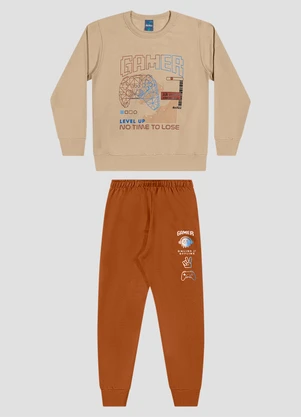 Reirex - Conjunto Blusão e Calça Jogger Bege - REIREX